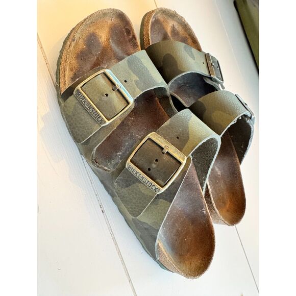 Birkenstock Arizona Camo Sandals Women’s Size 10 Double Strap Cork Footbed - Picture 3 of 6